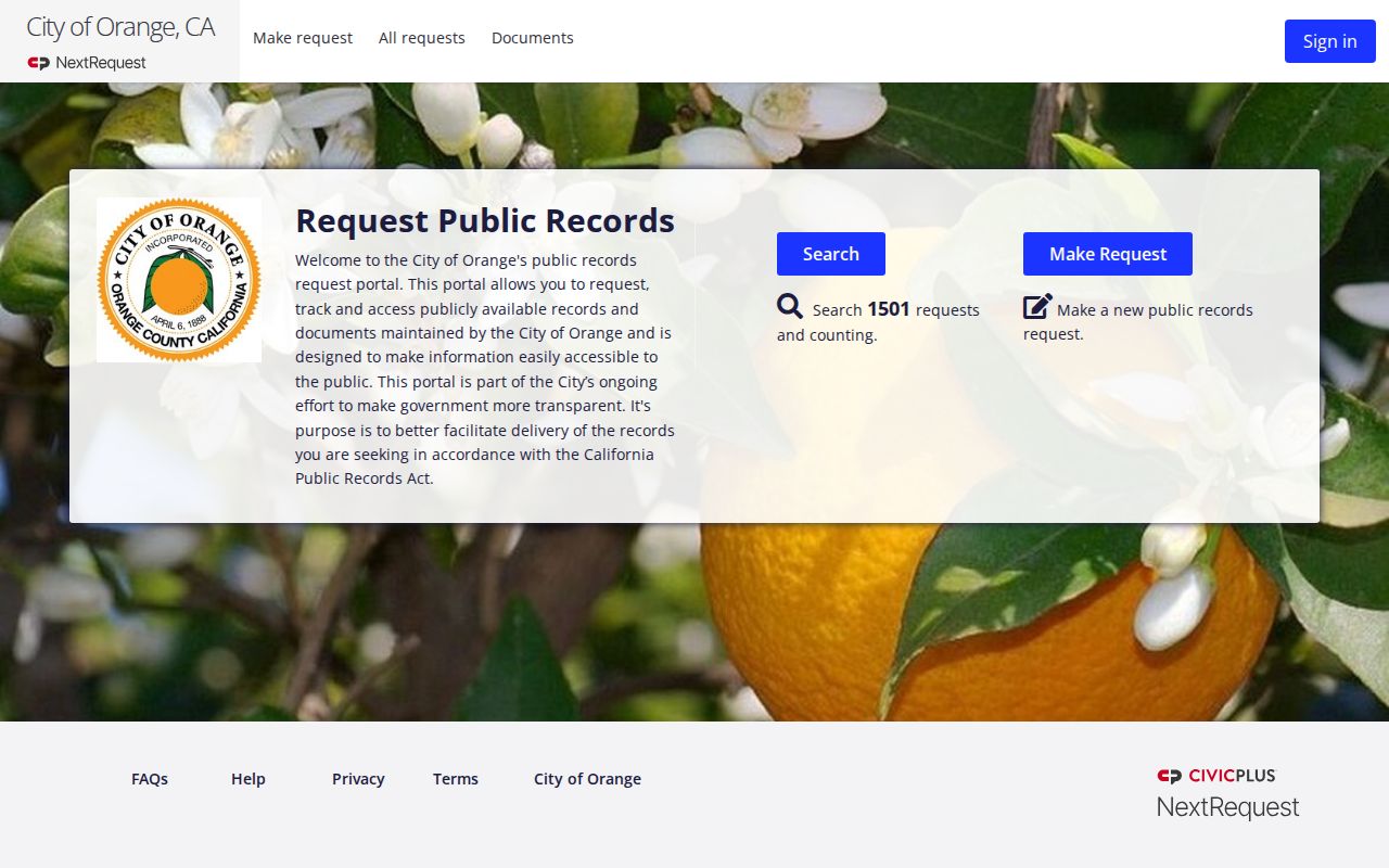 Orange people search city public records request portal